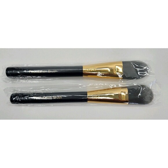 Billion Dollar Brushes Liquid Foundation Brush Lot Of 2 Synthetic Black Gold - Picture 2 of 7